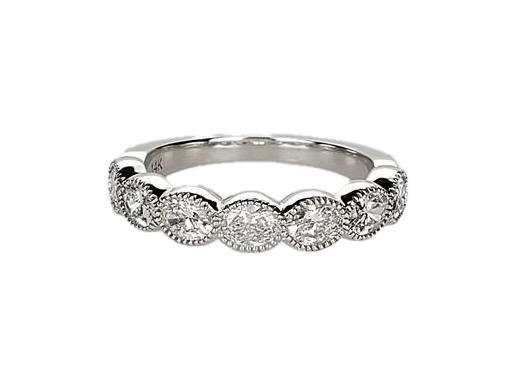 Silver diamond ring with loop pattern and diamonds within the pattern